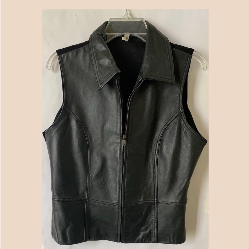 Leather Vest-XL Sheer Back & Leather Front- Nice!